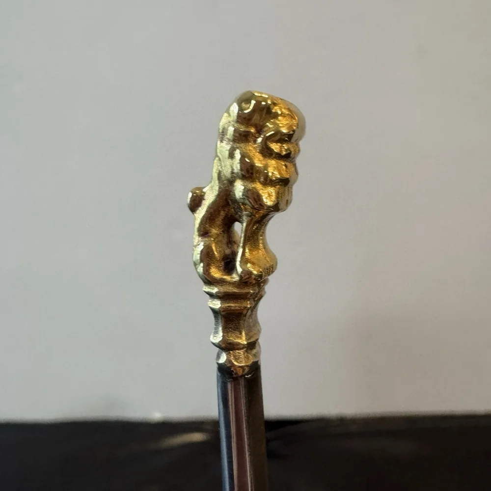 Set Of 2 Gorham Gold Lion Head Silverplate Spoons Metropolitan Reproduction 7”
